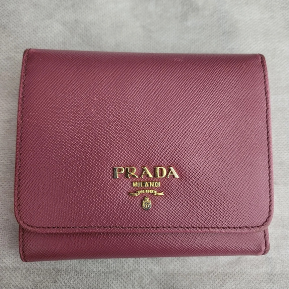 Prada Handbags - Prada Amethyst Dark Pink Compact Wallet